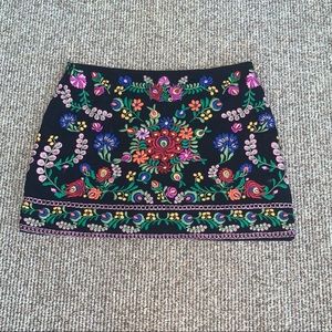 Zara Woman Small Embroidered Mini Skirt
